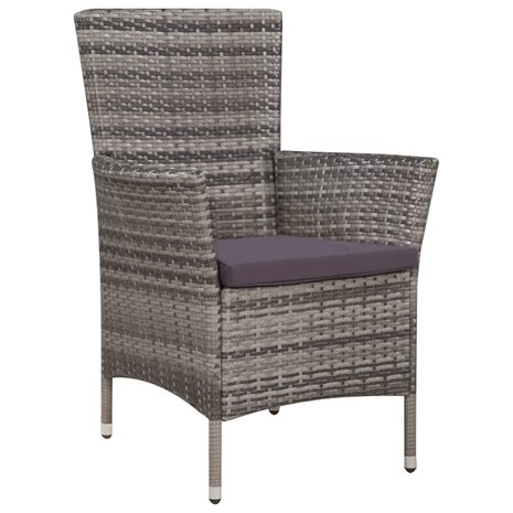 5-delige Tuinset met kussens poly rattan grijs 3