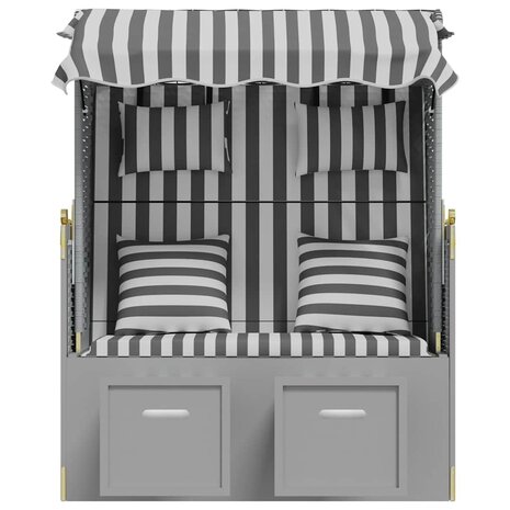 Strandstoel met kussens poly rattan en massief hout grijs wit 5