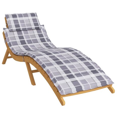 Ligbedkussen 186x58x4 cm oxford stof ruitpatroon grijs 3