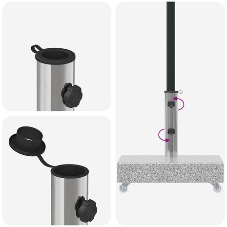 Parasolvoet 45x25x8 cm graniet lichtgrijs 9