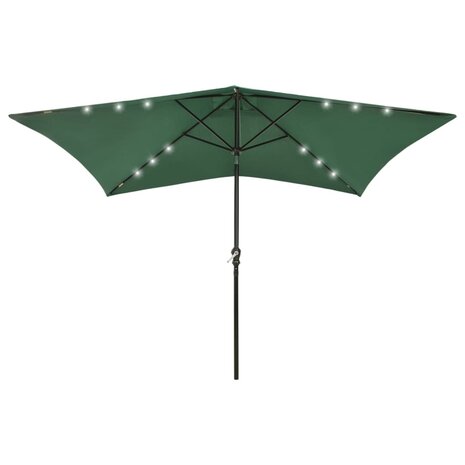 Parasol met LED's en stalen paal 2x3 m groen 1
