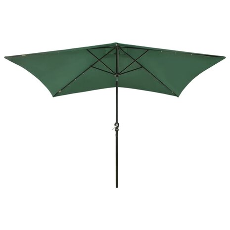 Parasol met LED's en stalen paal 2x3 m groen 2