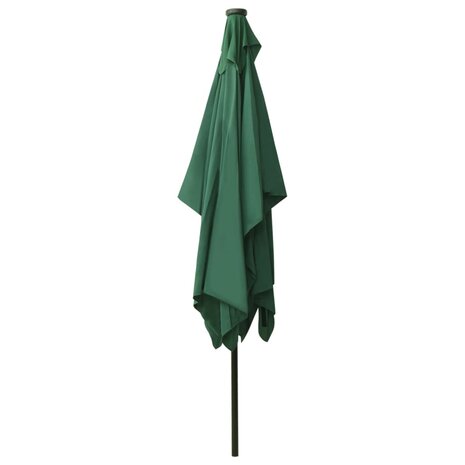 Parasol met LED's en stalen paal 2x3 m groen 6