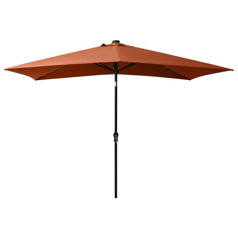 Parasol met LED's en stalen paal 2x3 m terracottakleurig 3