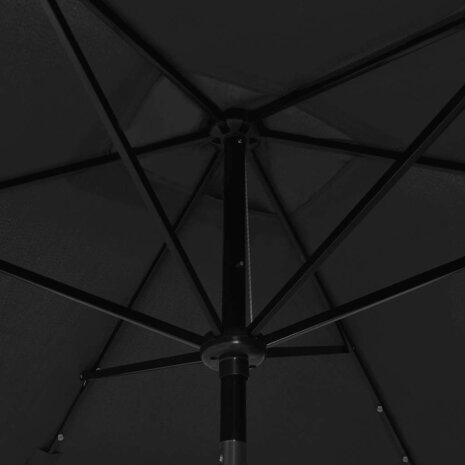 Parasol met LED's en stalen paal 2x3 m zwart 9