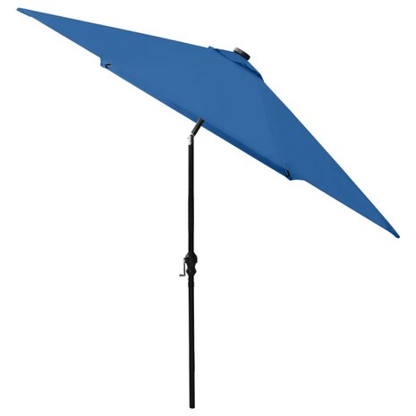 Parasol met LED's en stalen paal 2x3 m azuurblauw 5