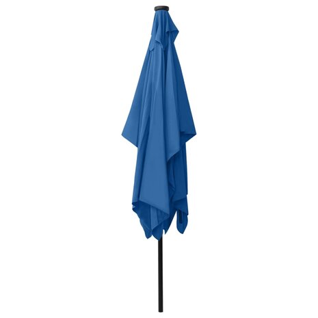 Parasol met LED's en stalen paal 2x3 m azuurblauw 6