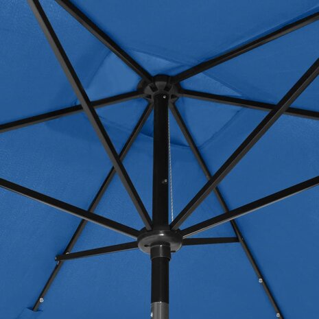 Parasol met LED's en stalen paal 2x3 m azuurblauw 9