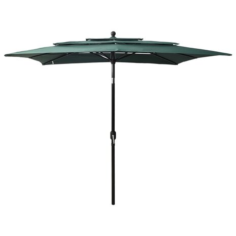 Parasol 3-laags met aluminium paal 2,5x2,5 m groen 1
