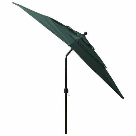 Parasol 3-laags met aluminium paal 2,5x2,5 m groen 4