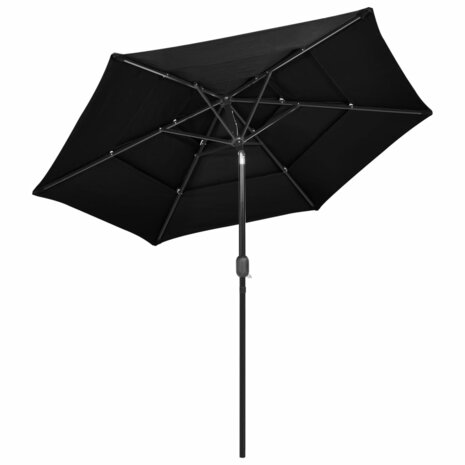 Parasol 3-laags met aluminium paal 2,5 m zwart 3