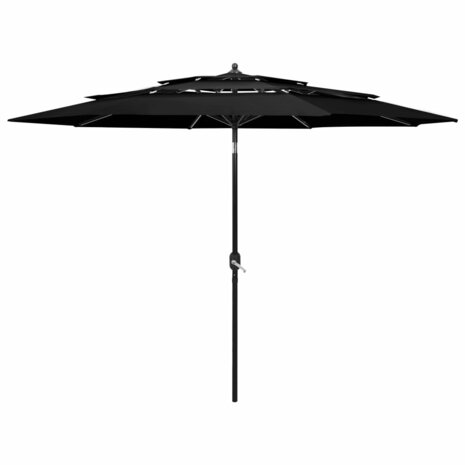 Parasol 3-laags met aluminium paal 3 m zwart 1