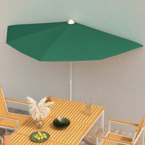 Parasol half met paal 180x90 cm groen 1