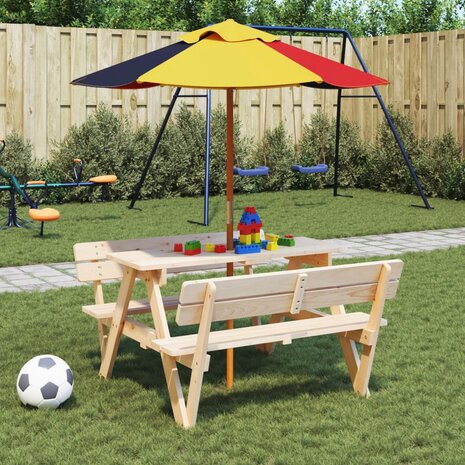 Parasol voor kinderen met houten paal &Oslash;120x140 cm 1