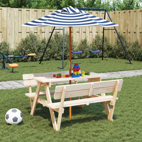 Parasol voor kinderen met houten paal &Oslash;120x140 cm 1