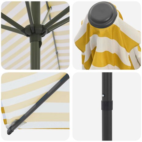 Tuinparasol 200 x 300 cm Polyester Rechthoekig Geel en Wit 5