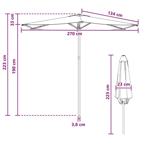 Tuinparasol 270 x 270 cm Polyester Rechthoekig Taupe 7