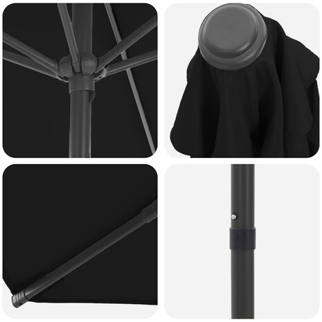 Tuinparasol 270 x 270 cm Polyester Rechthoekig Zwart 5