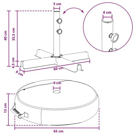 Patio Parasolvoet 60 x 60 cm Staal Zwart 8