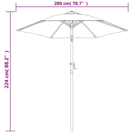 Parasol 200x224 cm aluminium antraciet 8