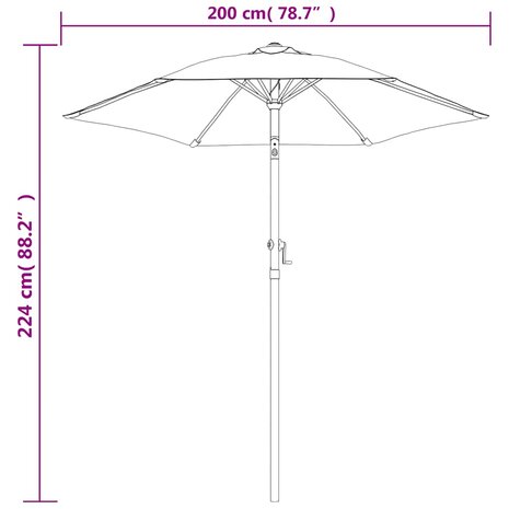 Parasol 200x224 cm aluminium zwart 8