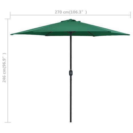 Parasol met aluminium paal 270x246 cm groen 7