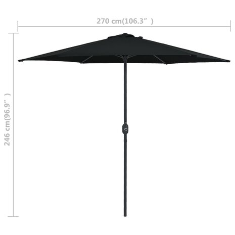 Parasol met aluminium paal 270x246 cm zwart 7