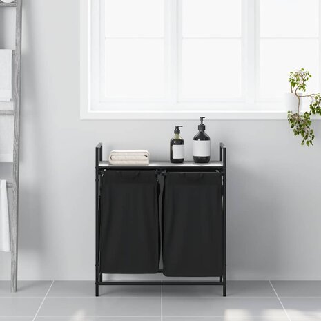 Wasmand 2 vakken met plank grijs sonoma eiken 3