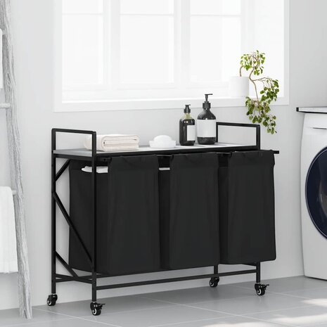 Wasmand 3 vakken met planken grijs sonoma eiken 1