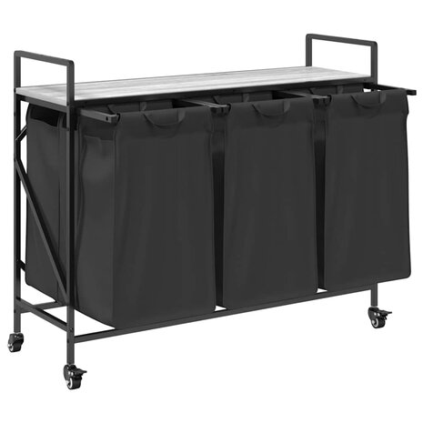 Wasmand 3 vakken met planken grijs sonoma eiken 5