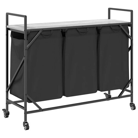 Wasmand 3 vakken met planken grijs sonoma eiken 8