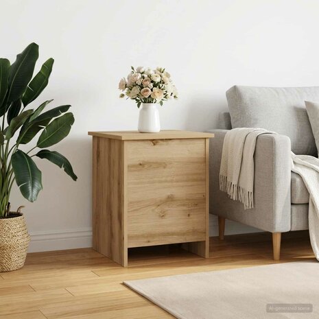 Opbergkist Artisanaal eiken 40 x 40 x 50 cm Bewerkt hout 4