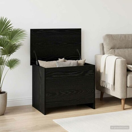Opbergkist met opslag Zwart eiken 60 x 40 x 50 cm Bewerkt hout 1