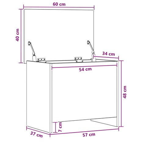 Opbergkist met opslag Zwart eiken 60 x 40 x 50 cm Bewerkt hout 9
