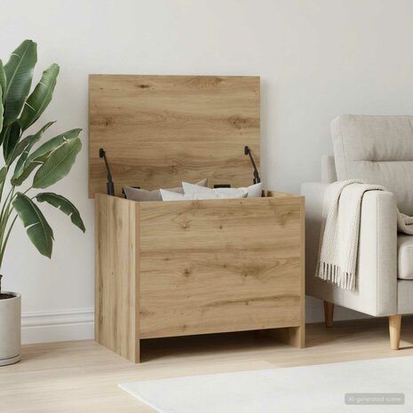 Opbergkist Artisanaal eiken 60 x 40 x 50 cm Bewerkt hout 4