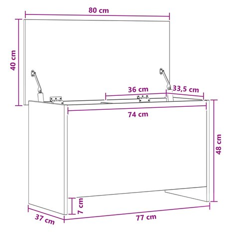 Opbergkist met opslag Wit 80 x 40 x 50 cm Bewerkt hout 9