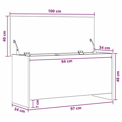 Opbergkist met opslag Betongrijs 100 x 40 x 50 cm Bewerkt hout 9