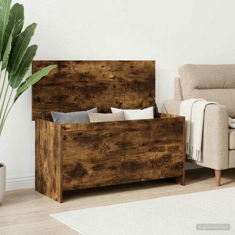 Opbergkist Gerookt eiken 100 x 40 x 50 cm Bewerkt hout 4