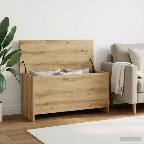 Opbergkist Artisanaal eiken 100 x 40 x 50 cm Bewerkt hout 1