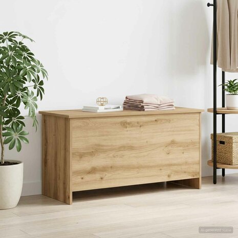 Opbergkist Artisanaal eiken 100 x 40 x 50 cm Bewerkt hout 4
