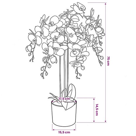 Kunstplant met pot orchidee 75 cm wit 3