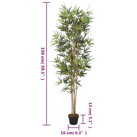 Kunstplant bamboe 828 bladeren 150 cm groen 4
