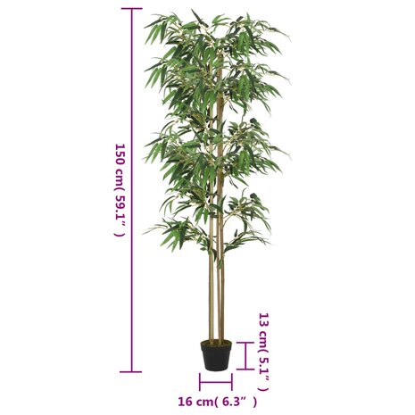 Kunstplant bamboe 988 bladeren 150 cm groen 4