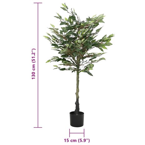 Kunstfuxus boom 480 bladeren 130 cm groen 5