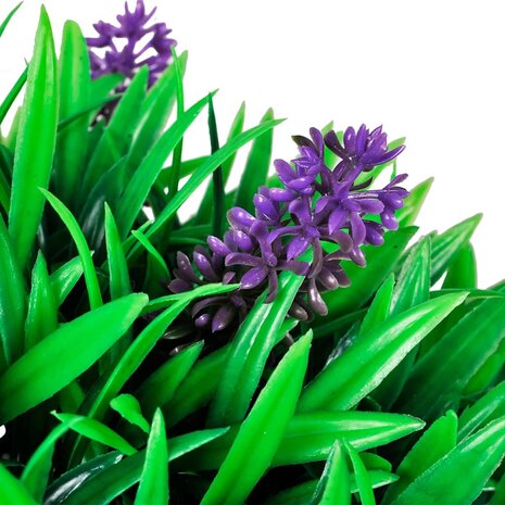 2-delige Kunstbuxussenset bolvormig met lavendel 30 cm 3