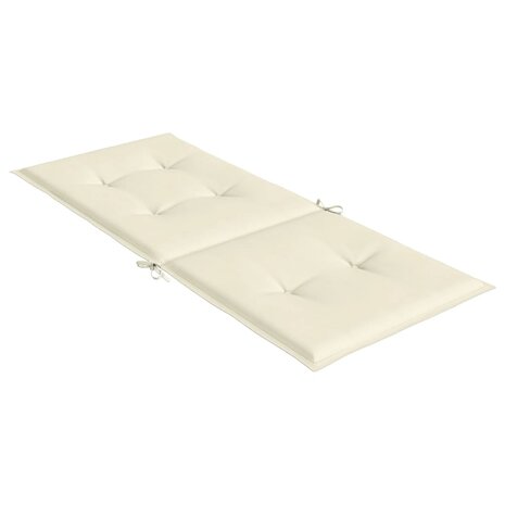 Tuinstoelkussens 6 st hoge rug 120x50x3 cm stof cr&egrave;mekleurig 6