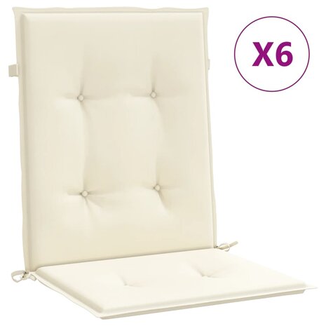 Tuinstoelkussens 6 st 100x50x3 cm oxford stof cr&egrave;mekleurig 2
