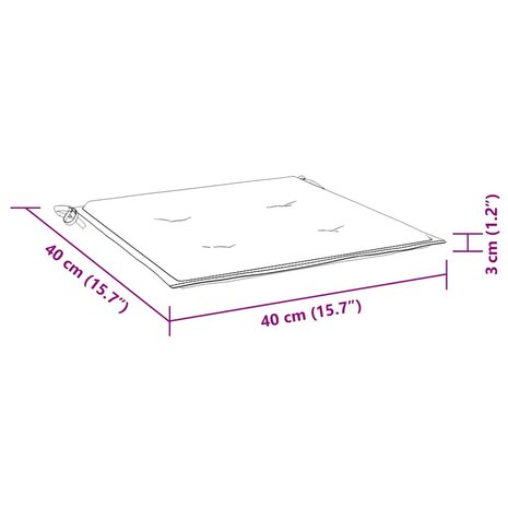 Tuinstoelkussens 2 st ruitpatroon 40x40x4 cm stof zwart 9