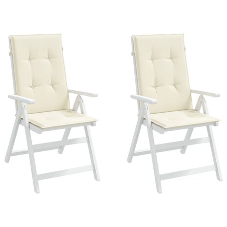 Tuinstoelkussens 6 st hoge rug 120x50x3 cm stof cr&egrave;mekleurig 4