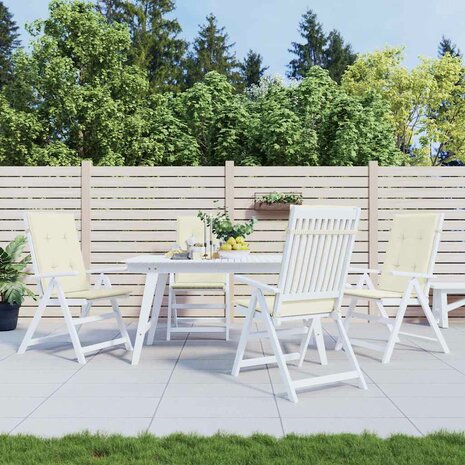 Tuinstoelkussens 4 st hoge rug 120x50x2 cm stof cr&egrave;mekleurig 1